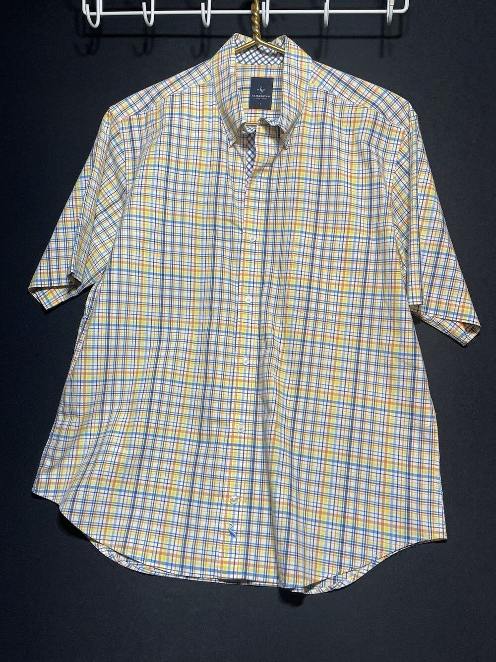 Tailorbyrd Men’s Colorful Plaid Button Up Short Sleeve Size Large #0264